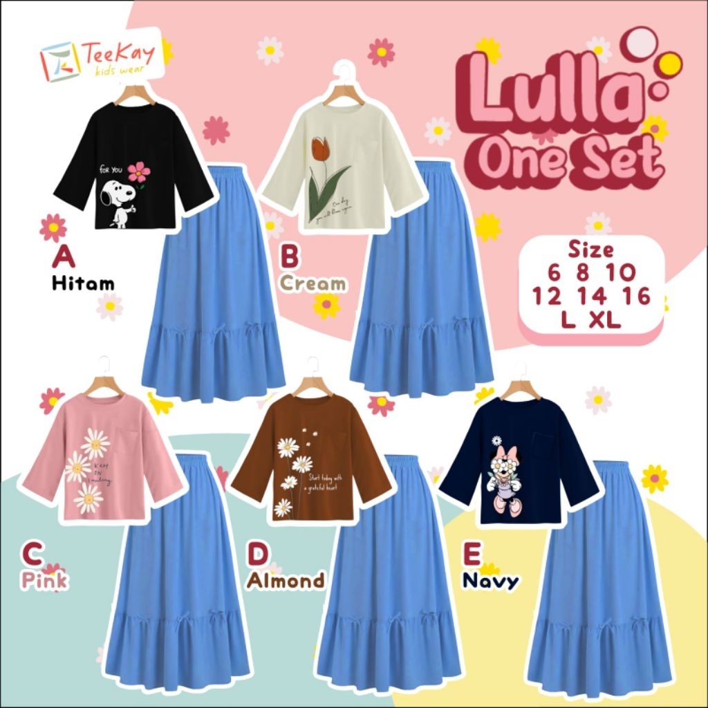 Teekay Setelan Kaos Longsleeve Rok Denim Ibu Anak Muslimah Daily Cute [Close❌] Lulla Oneset 6-16th /