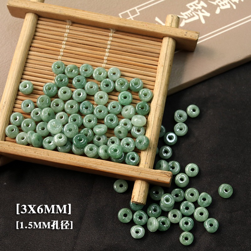 alami zamrud lubang besar diy counter manik-manik diy tali kalung aksesoris jade bulk manik-manik