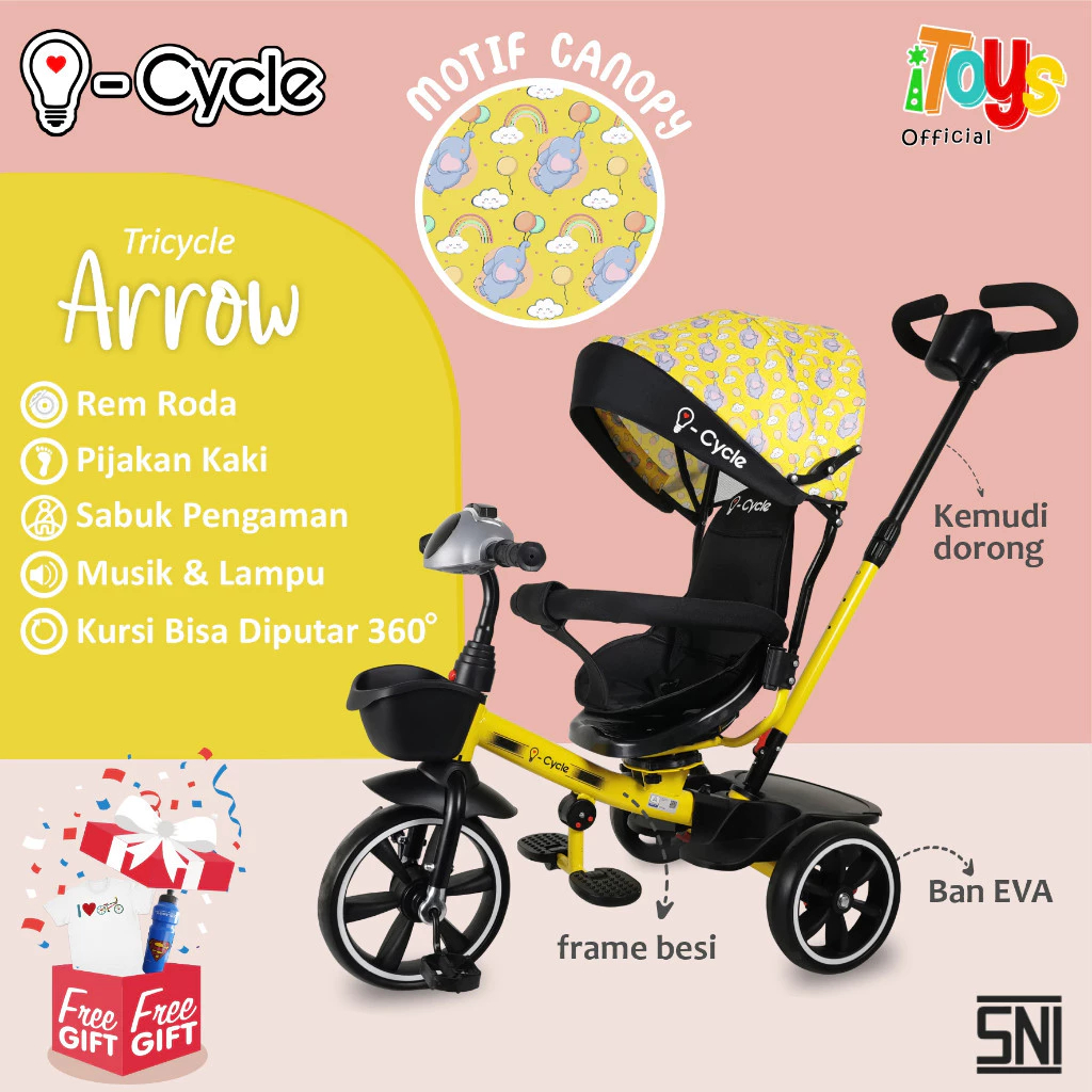 Stroller Anak ICYCLE (Arrow) Stroller Baby | Sepeda Dorong Stroller | Sepeda Roda Tiga Anak