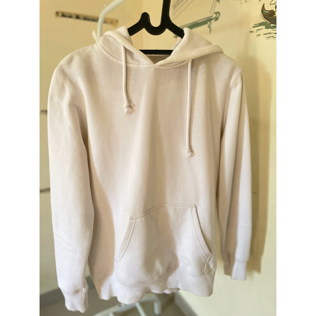white hoodie p&b preloved jaket putih pria