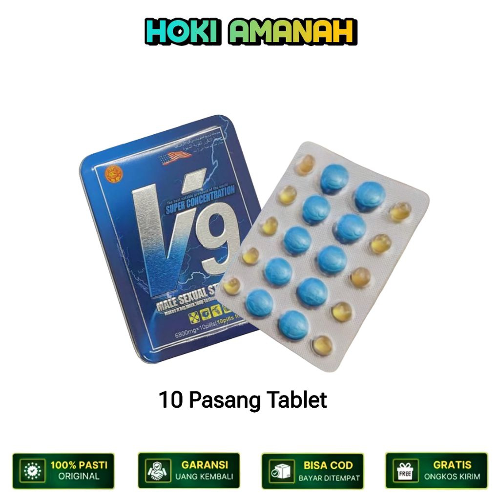 Obat Kuat V9 Original isi 10 Pil V 9 Herbal Stamina Pria Vitalitas Tahan Lama Asli