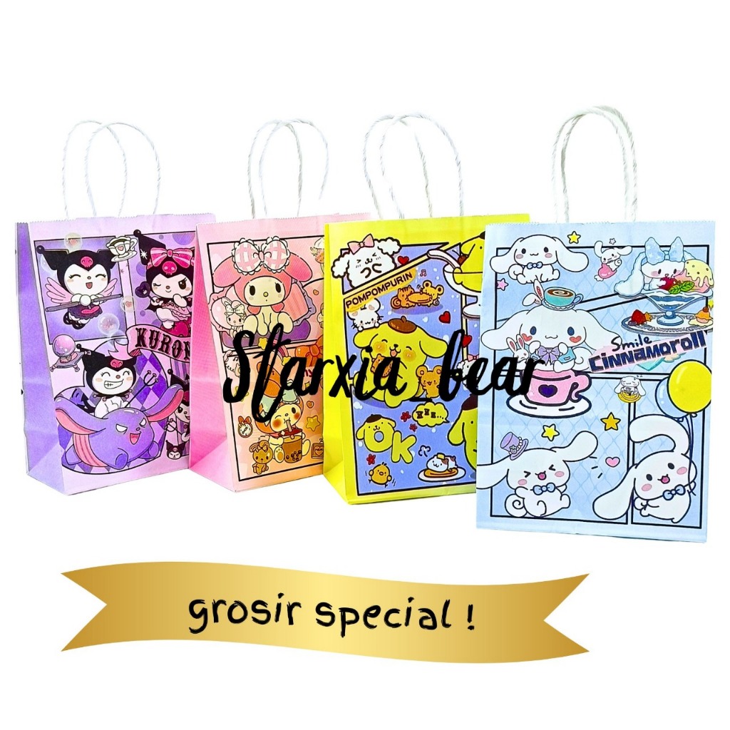 

Paperbag Kertas Kraft/Tas Souvenir Sanrio and Friends Size Small (1 Lusin)