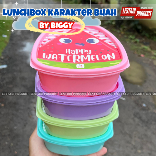 ( 6 PCS ) LUNCHBOX KARAKTER BUAH BIGGY | LUNCBOX ANAK | KOTAK BEKAL | WADAH BEKAL | MISTING | BISTIN