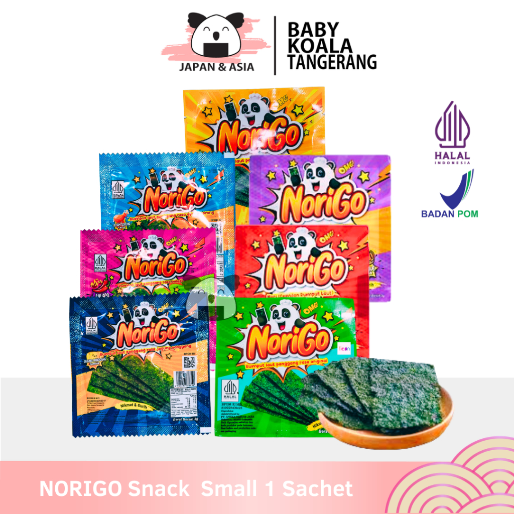 

NORIGO Snack Rumput Laut 3 g (1pcs ) Halal | Nori Sachet Seaweed -BKT