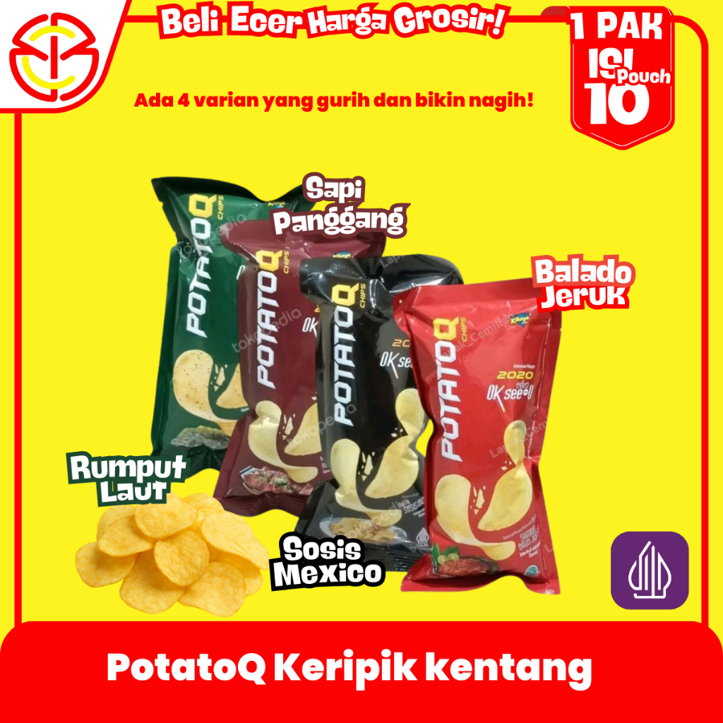 

Potato Q Chips Keripik Kentang Halal Snack Renyah Gurih Isi 10 Bungkus Cemilan Murah Enak Terlaris