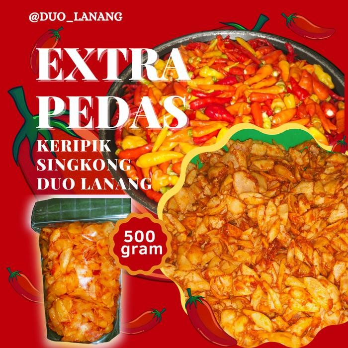 

PastikanTerjaminMutunya- EXTRAPEDAS keripik singkong duo Lanang 1/2 kilo