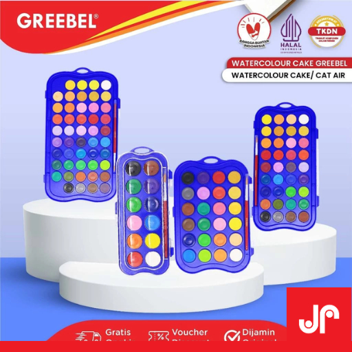 

GREEBEL WATERCOLOR BLOKS 36C / CAT AIR PADAT CAT LUKIS SET / WATERCOLOR CAKES 36 COLOR FREE 1 BRUSH