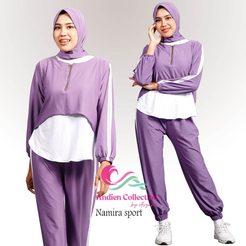 NAMIRA SPORT | Setelan Baju Wanita Set 4 in 1 | Baju Olahraga | Set Baju Senam, Bersepeda