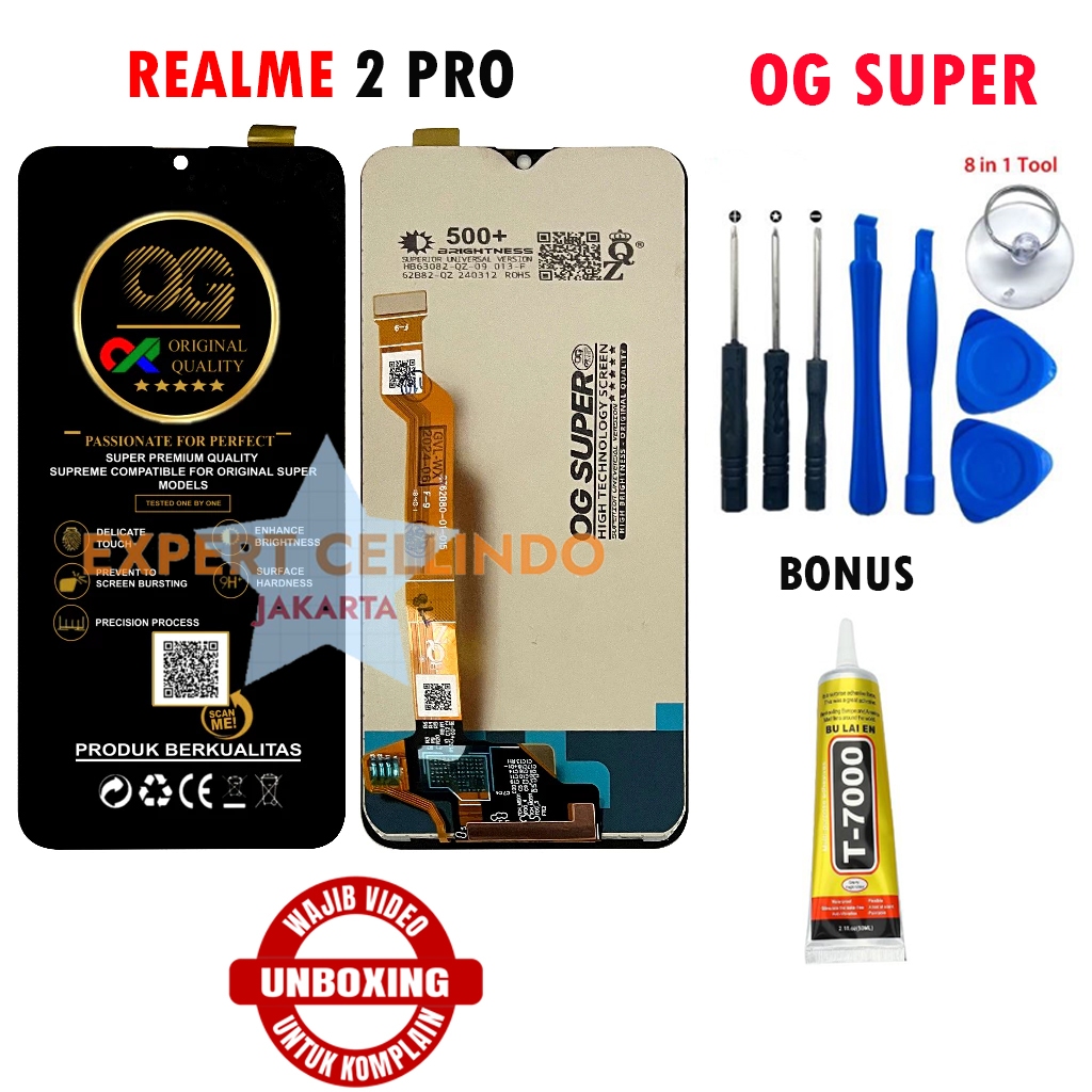 LCD Touchscreen OPPO Realme 2 Pro Fullset – Layar Sentuh HP Bonus Lem & Obeng Set