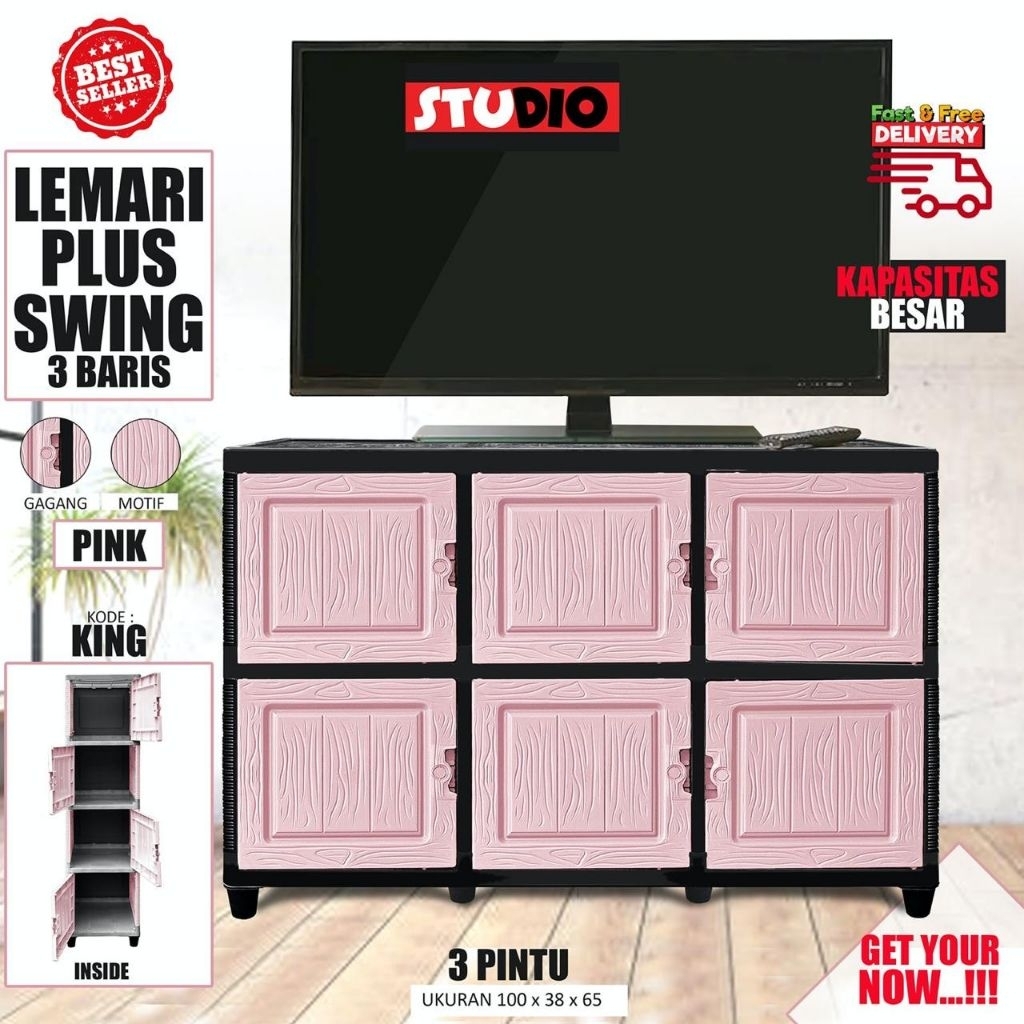 LEMARI PLASTIK STUDIO 6 PINTU