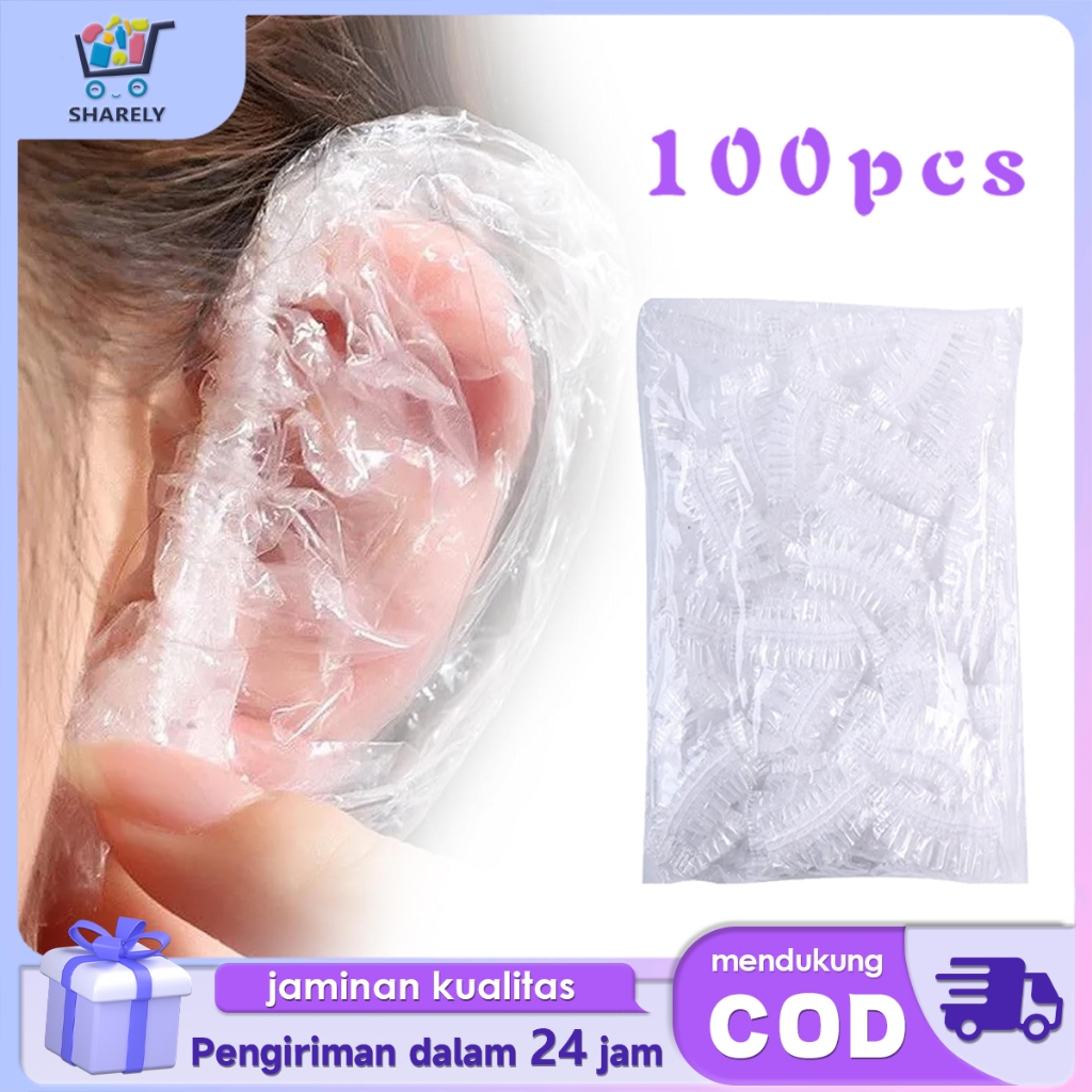 Penutup Telinga Sekali Pakai 100pcs Pelindung Telinga Mandi Transparan Penutup Telinga Plastik