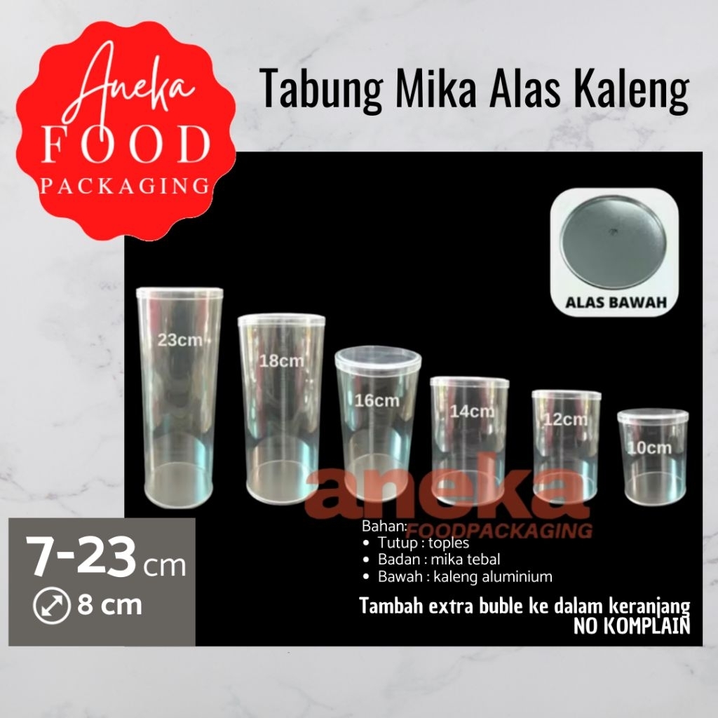 GOJEK- Tabung mika plastik diameter 8cm tinggi 7cm, 10cm, 12cm, 14cm, 16cm, 18cm & 23cm toples silin