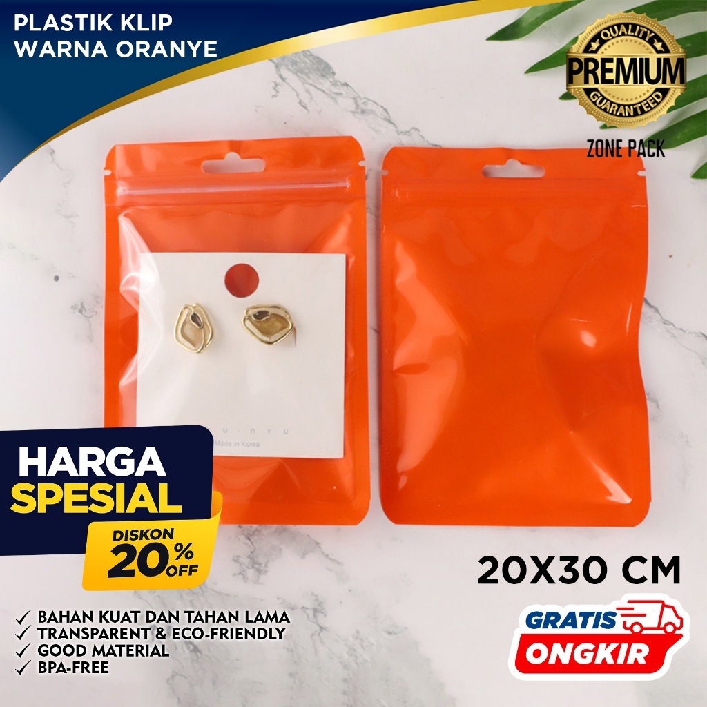 Plastik Ziplock Warna Orange 20X30 CM | Plastik OPP Souvenir | Kantong Perhiasan | Ziplock Aksesoris