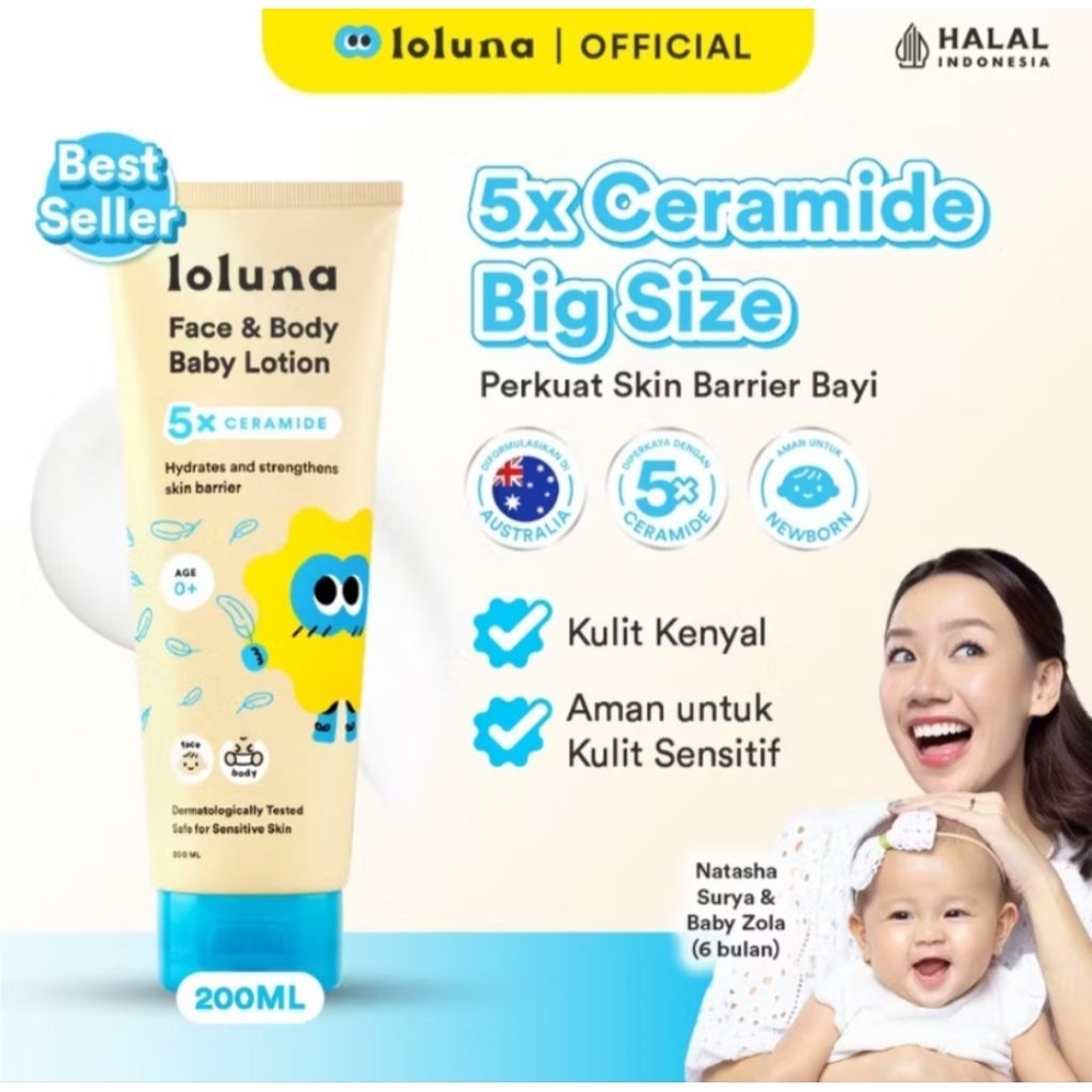 Loluna Face & Body Lotion (80ml/200ml) | Krim Wajah & Badan Bayi | Krim Wajah & Badan Anak