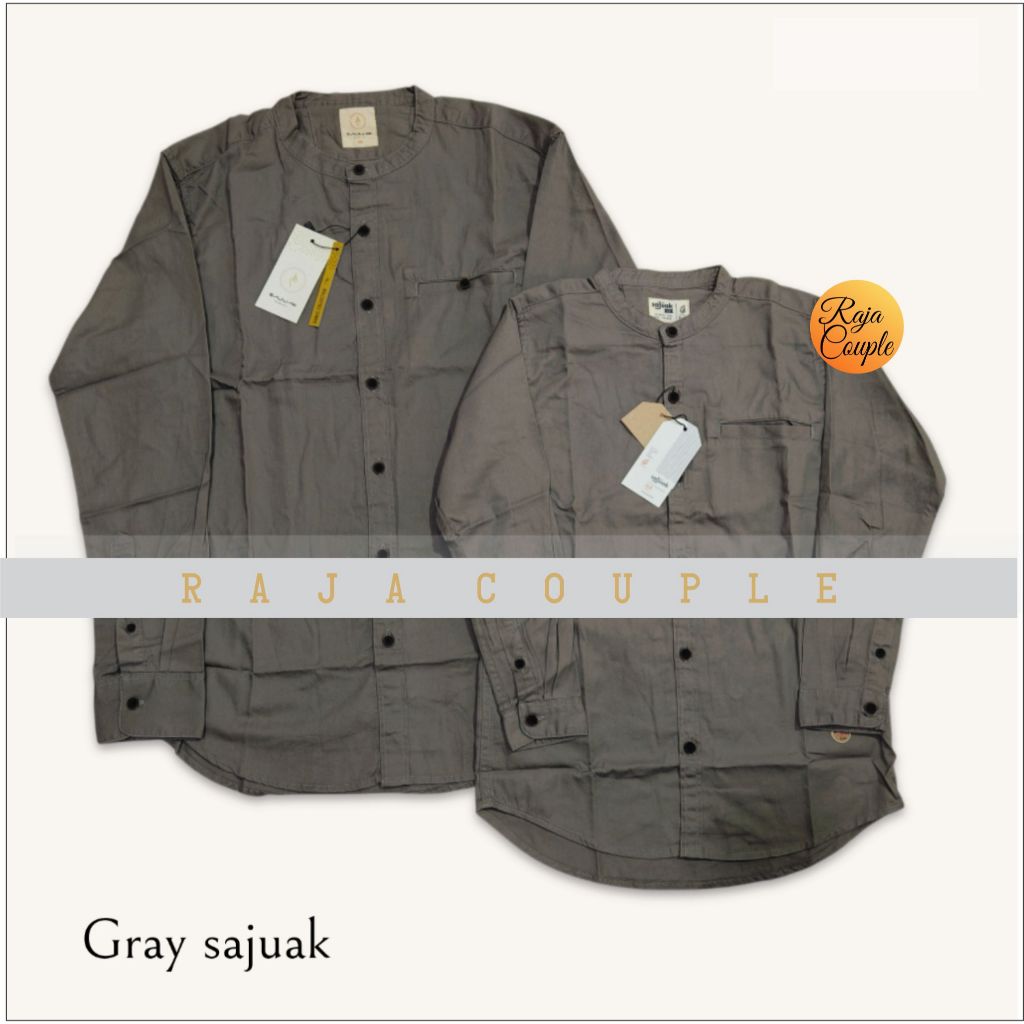 SAJUAK PREMIUM GRAY KEMEJA KOKO COUPLE AYAH ANAK ORIGINAL SAJUAK