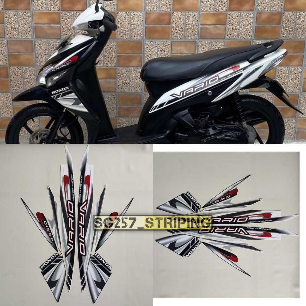 Striping Stiker Motor Honda Vario 110 Karbu 2009 Putih Hitam Standar Berkualitas