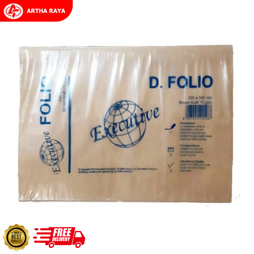 

AMPLOP COKLAT MERK EXECUTIVE UK F4 1 PACK ISI 100 LEMBAR