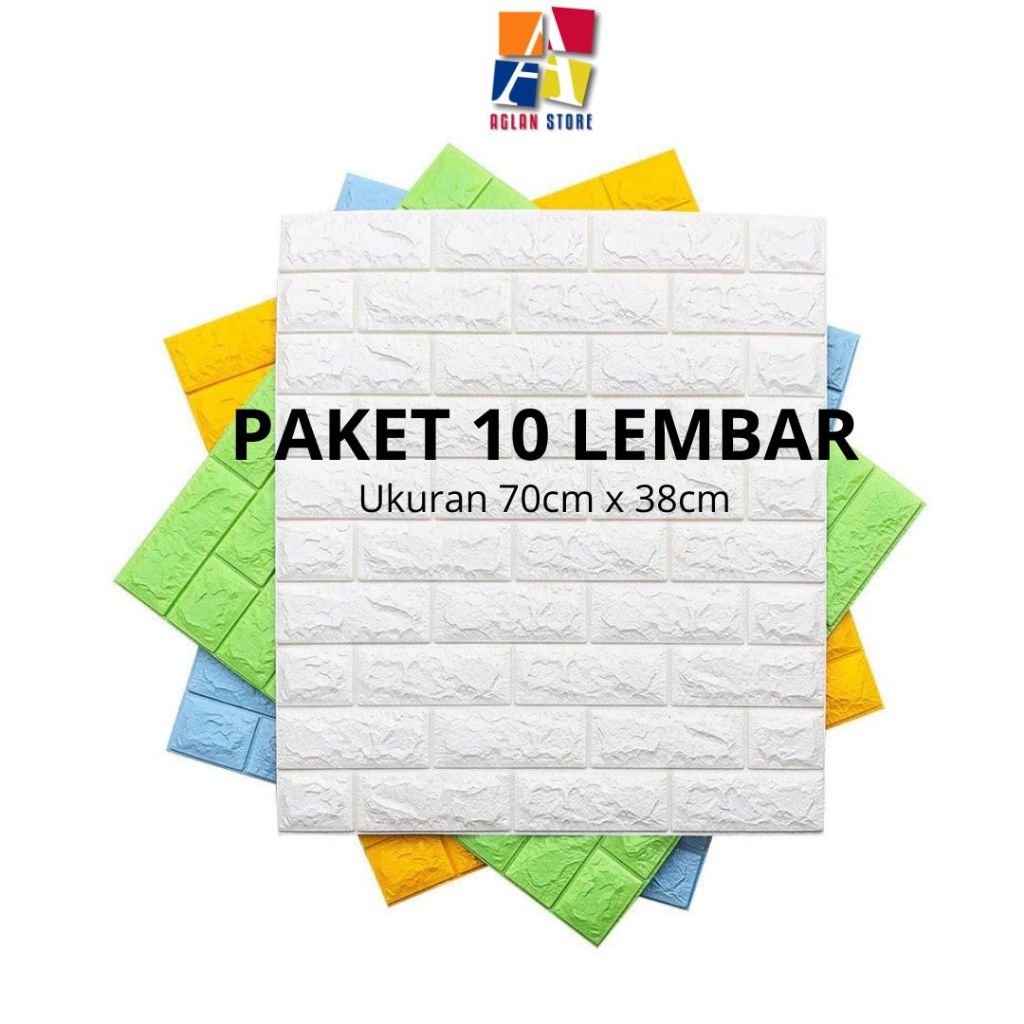 ISI 10 LEMBAR - Wallpaper 3D Foam Batu Bata / Sticker Dinding Timbul 70x38 Anti Air