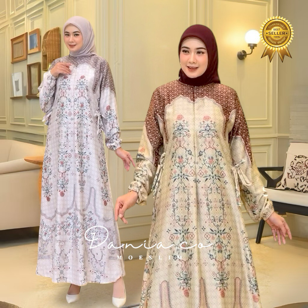 Gamis Silk Motif Terbaru Safa Mewah Busui Premium Terlarus Variasi Warna Abu Cream Mouve Seragam