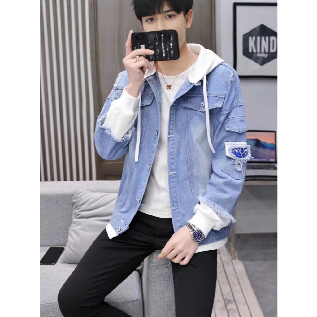 Jaket Jeans  Kombinasi Hoddie || Jaket Korean Style Distro