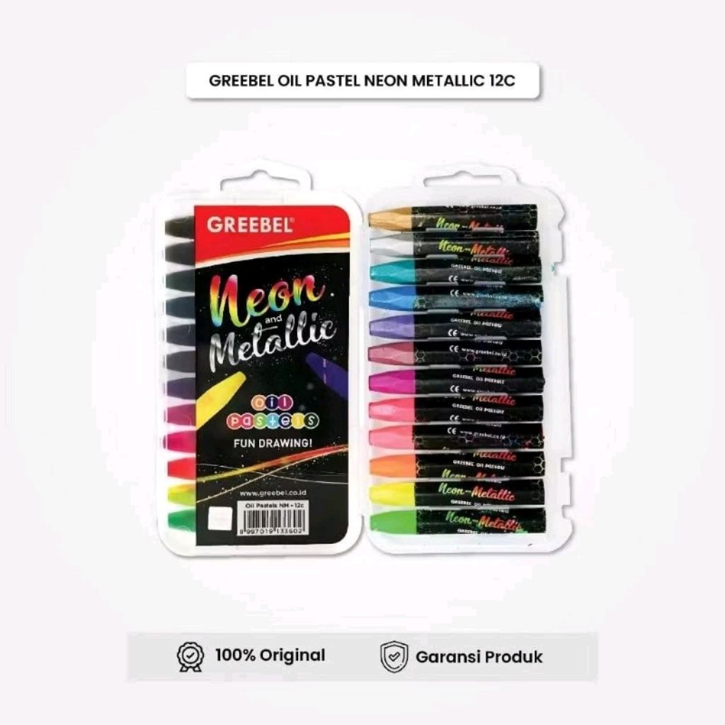 GREEBEL Crayon 12 Warna Neon Metallic / Oil Pastel Greebel 12 Warna Neon Metallic