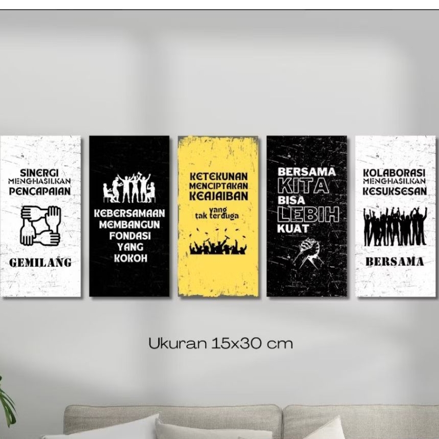 Hiasan Dinding Motivasi Teamwork MDF 15x30 cm | Wall Decor Kata Bijak Kerja Sama | Dekorasi Kantor R
