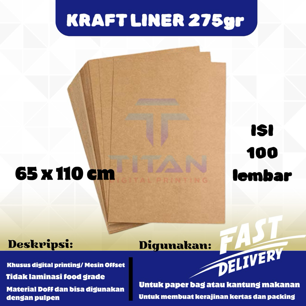 

Samson Kraft 275 gsm PLANO isi 100 lembar / Kertas Samson Kraft Liner Tebal 275 gram / Kertas Kraft
