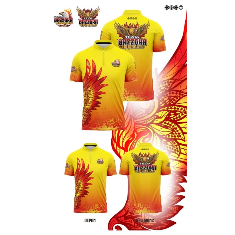 Bee Printing Jersey MERPATI KOLONG lengan pendek resleting kerah sanghai Anak Dewasa Full Printing F