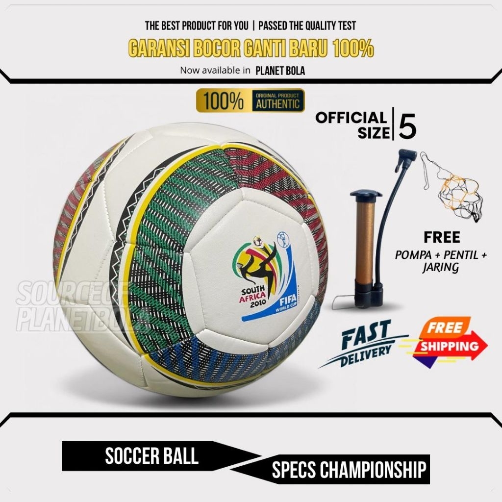 Bola Sepak Jabulani Size 5 Bola Sepak Pildun Bola Kaki Original Bola Sepak Bahan PU Impor Bola Socce