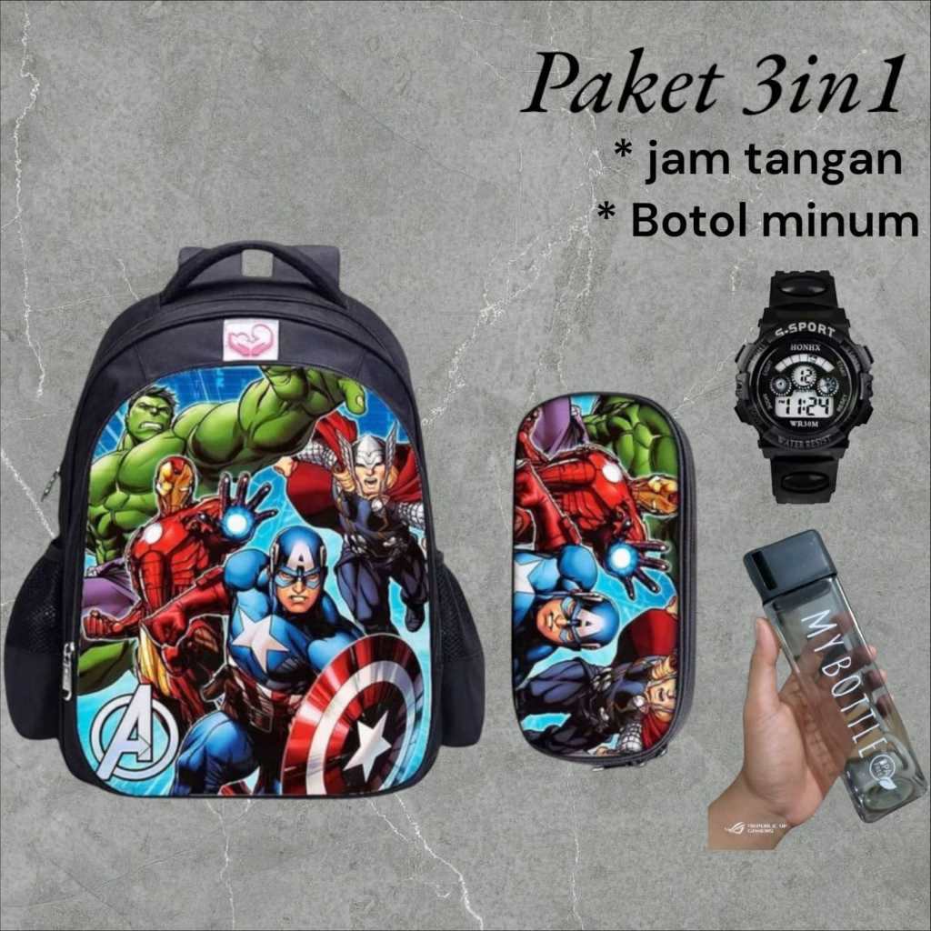Tas Ransel Sekolah Anak Laki-Laki  TK PAUD Karakter AVENGERS CAPTAIN AMERICA IRONMAN