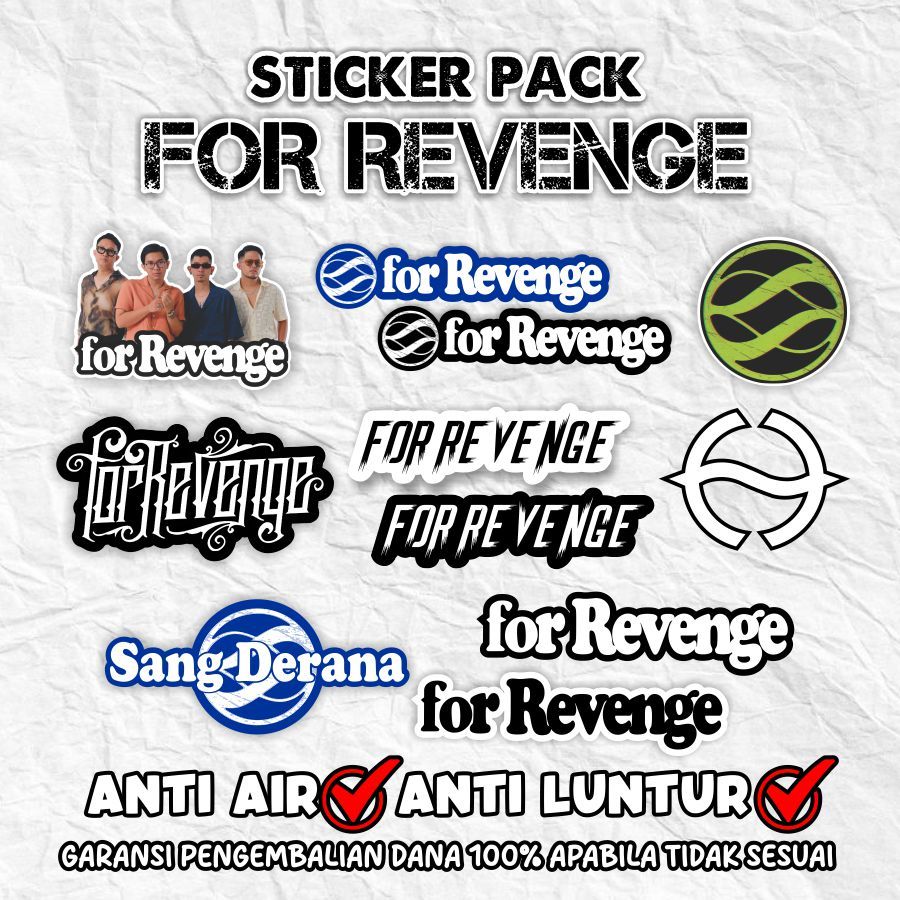 

SyndicateMusicMerch Sticker Pack Band FOR REVENGE Anti Air Sudah Terpotong Pola Gambar Sticker Laptop Sticker Koper, Sticker Helm