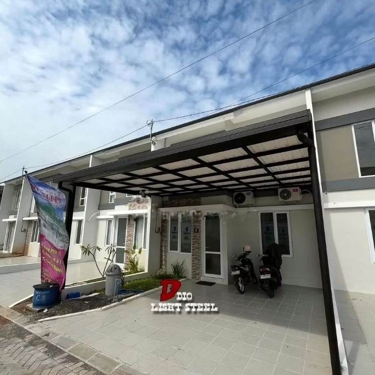 Kanopi atap alderon double layer minimalis rangka baja ringan 0,75mm