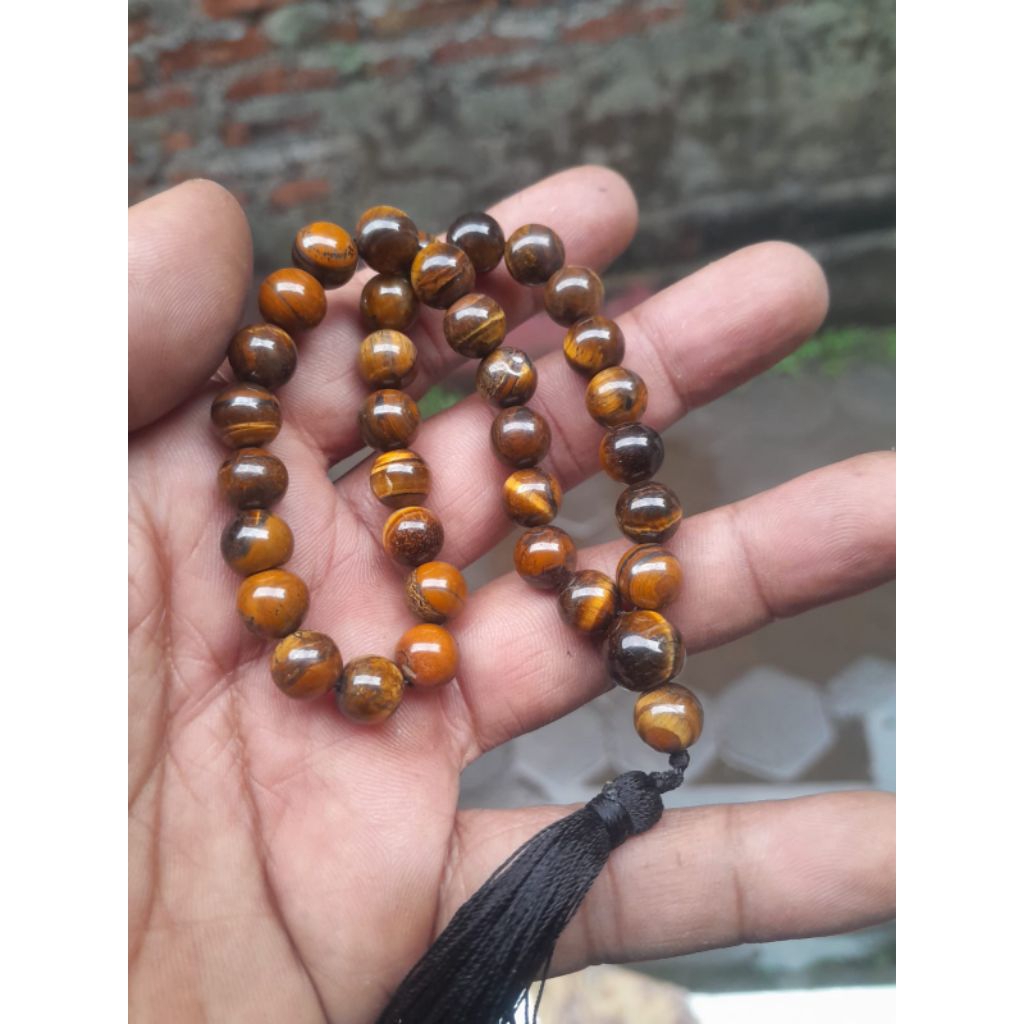 tasbih batu 33 batu akik natural tiger eye 8 mm
