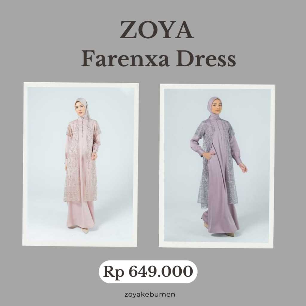 Zoya FARENXA Dress - Gamis Muslim Wanita Wudhu Busui Friendly - Bahan Premium Poly