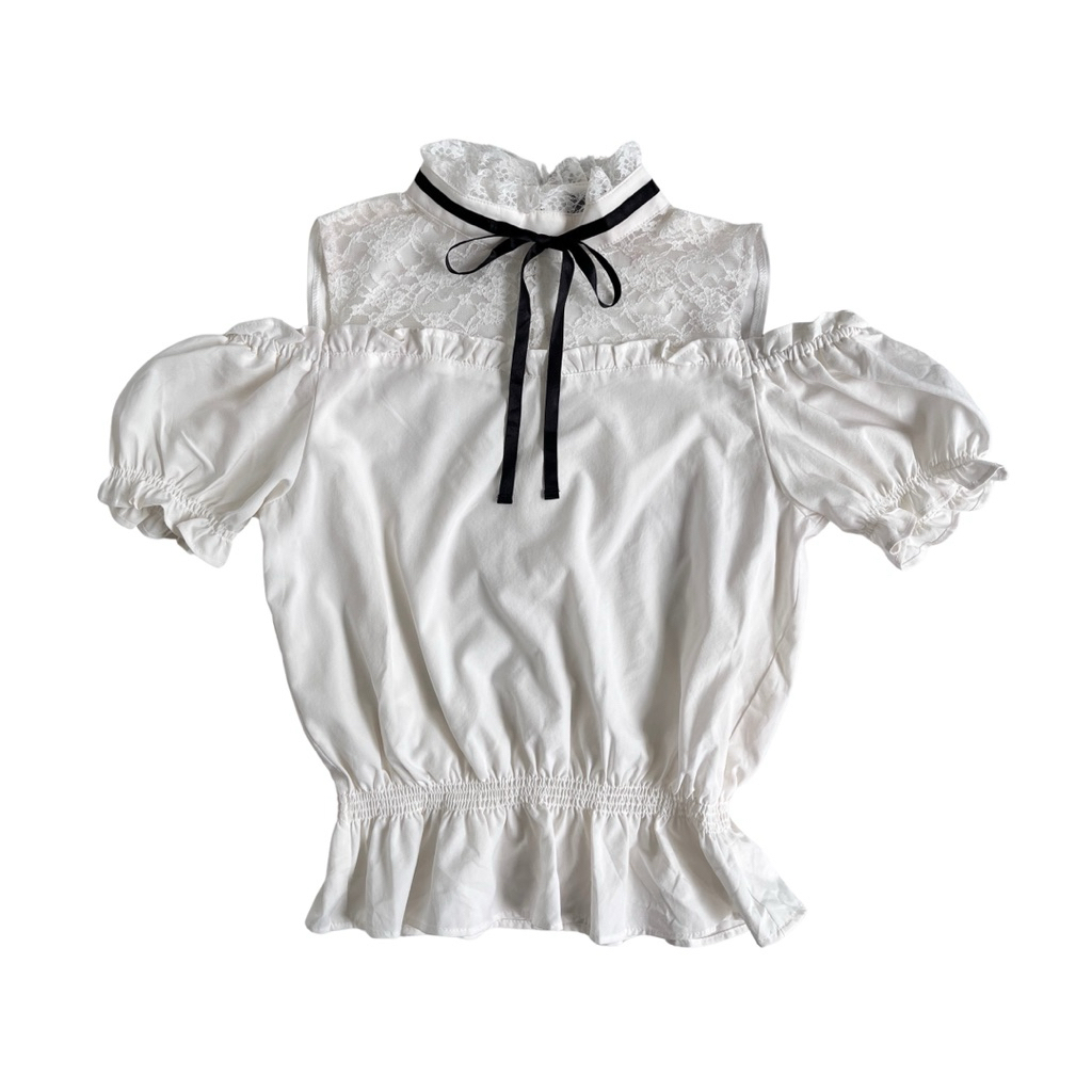 jirai kei lolita lace ribbon off shoulder blouse ✶˚ top kawaii himekaji shoujo aesthetic soft coquet