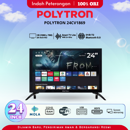 SMART TV LITE POLYTRON 24CV1869/LED TV SMART DIGITAL POLYTRON HD Ready/LED TV MURAH/JOMBANG/LED TV S