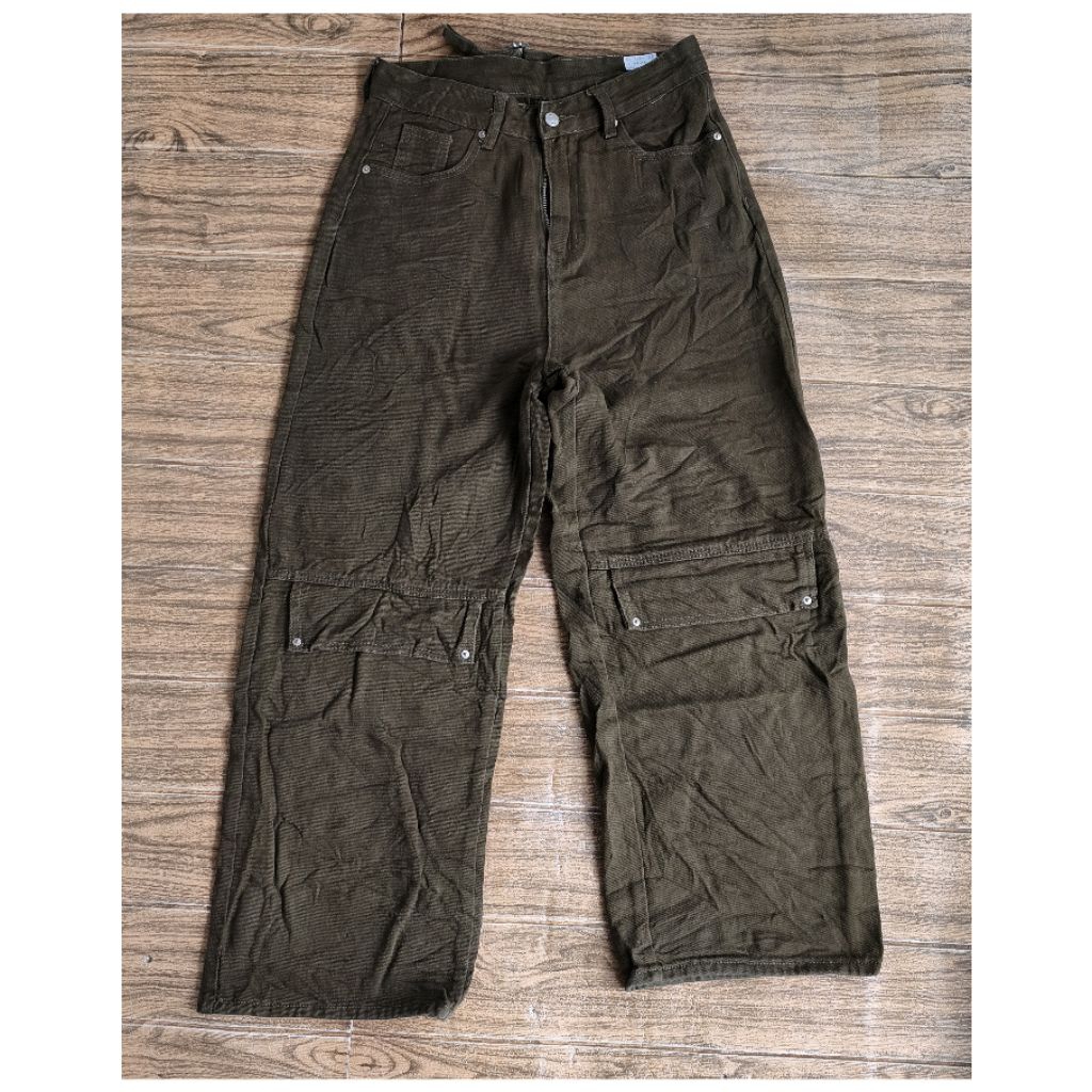 CELANA PANJANG JEANS WARNA COKLAT HW BAGGY SKENA SIZE-29 YRHN32