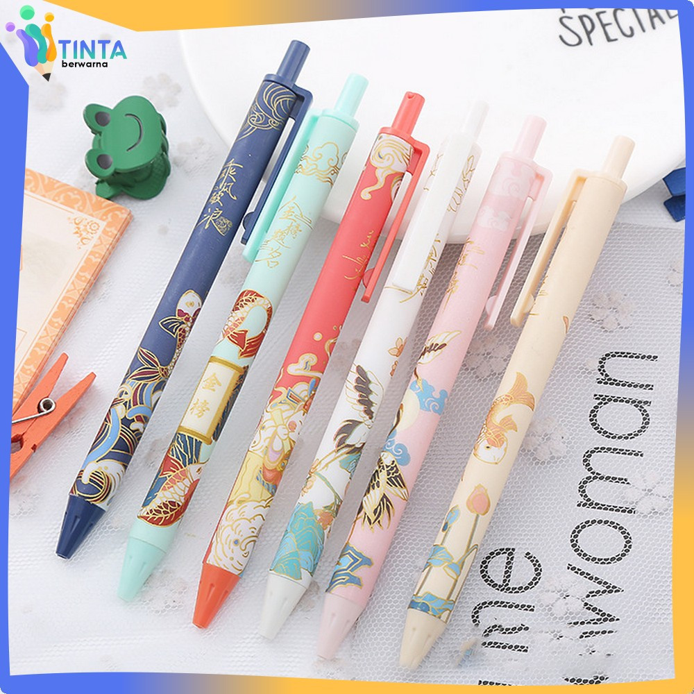 

Pena Bolpoint Stationary Alat Tulis Pelajar Dan Kantor Motif Cartoon Pulpen Mekanik Pen Gel 6PCS Tinta Berwarna A43