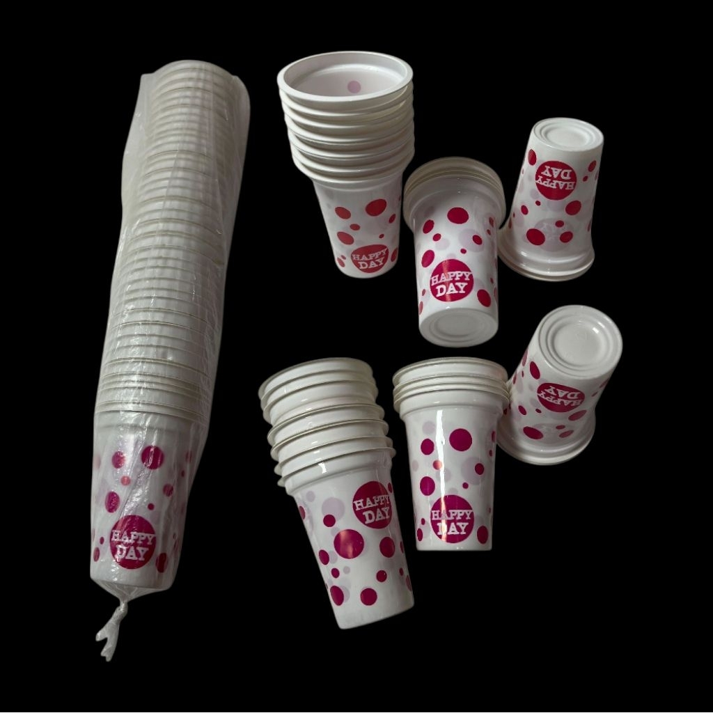 Gelas Es Buah/ Gelas Plastik Motif Bola Bola isi 50 Pcs