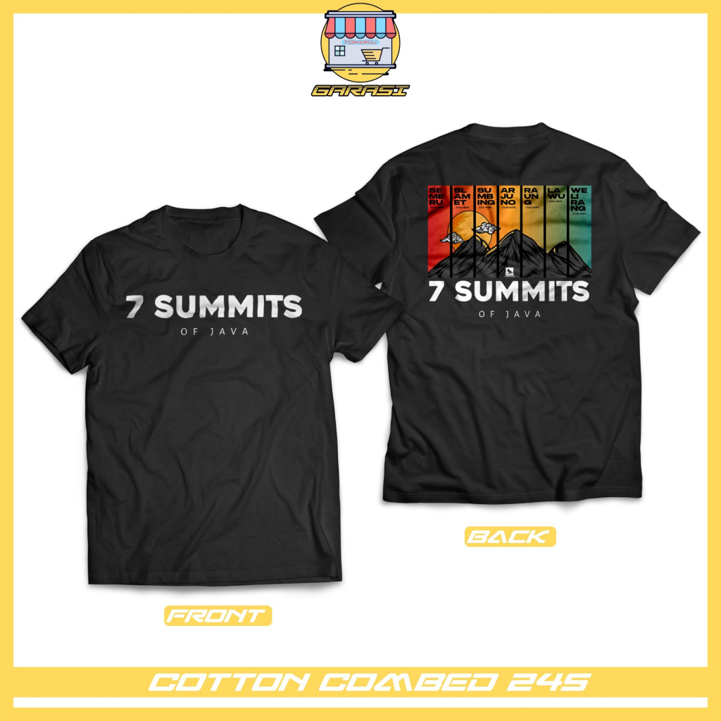 garasi tokoku kaos baju pendaki gunung unisex pria dan wanita seven summits of java