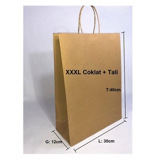 

100 PCS Paperbag SOS XXXL 30x12x40cm Coklat + Tali