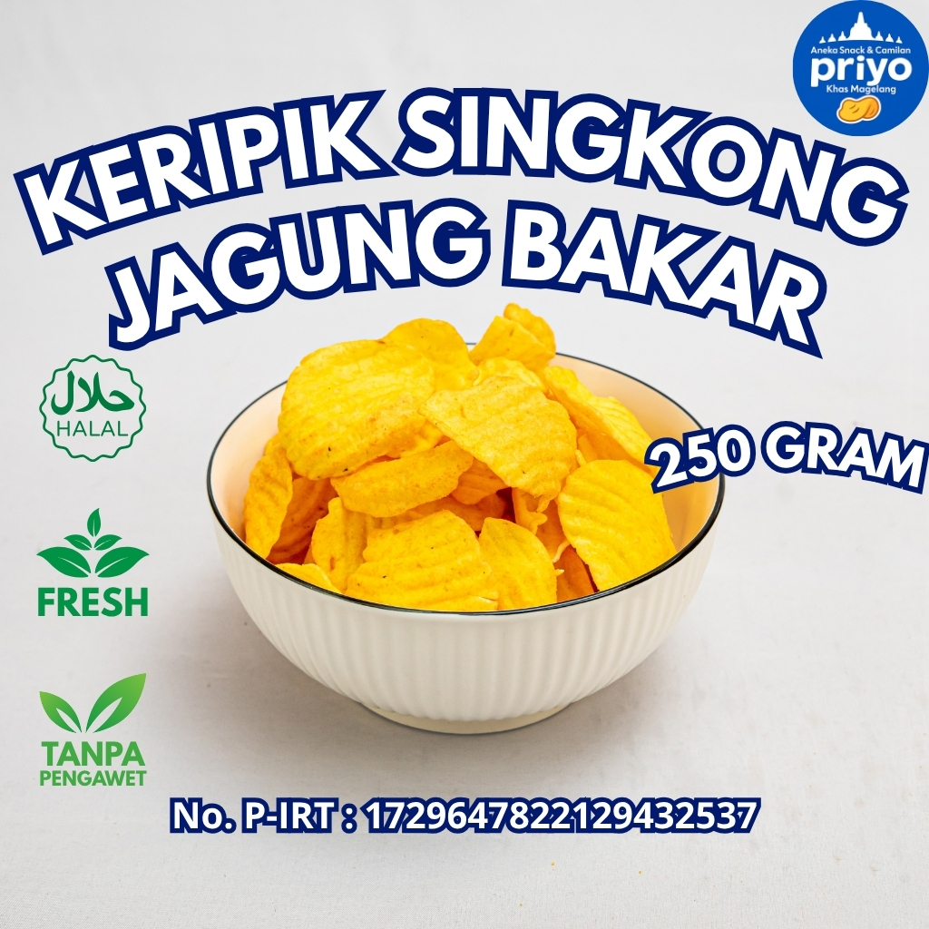 

Keripik Singkong Jagung Bakar 250g Priyo Snack Gurih Manis Renyah Halal Tanpa Pengawet