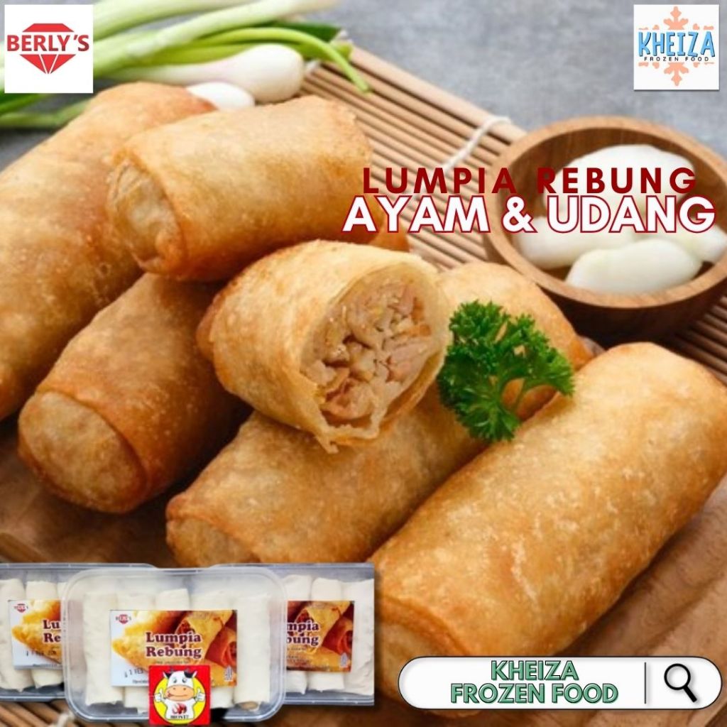 

BERLY'S LUMPIA AYAM Udang REBUNG isi 5pcs Frozen Siap rebung - Kheiza Frozen