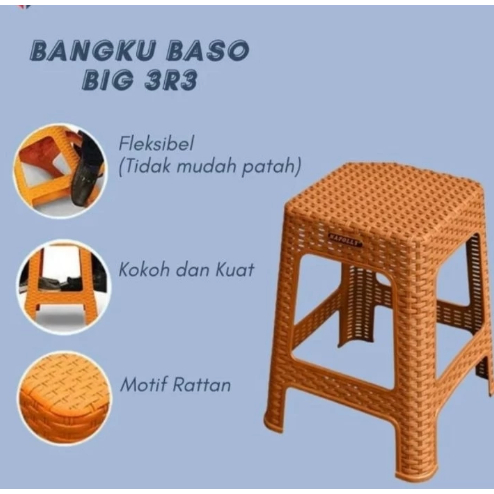 New NAPOLLY : 3R3 BANGKU BAKSO PLASTIK MOTIF ROTAN KURSI BASO NAPOLY ANYAMAN KUAT TEBAL