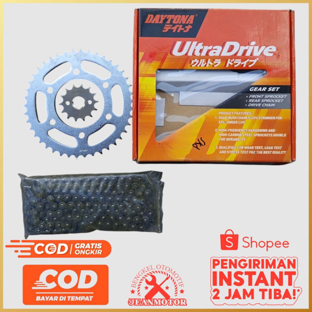 Gear Set Rantai Daytona UltraDrive Jupiter MX King 150 – Gir Depan 14T Belakang 42T Rantai 428-122 T