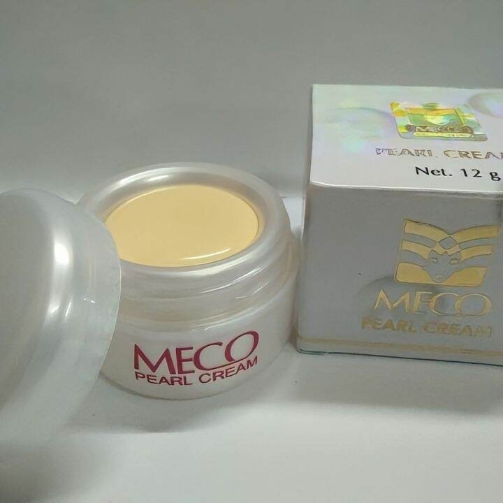 Meco Pearl Cream 12g Original BPOM Pelembab Wajah Siang Mencerahkan Glowing Aman Cerah Alami