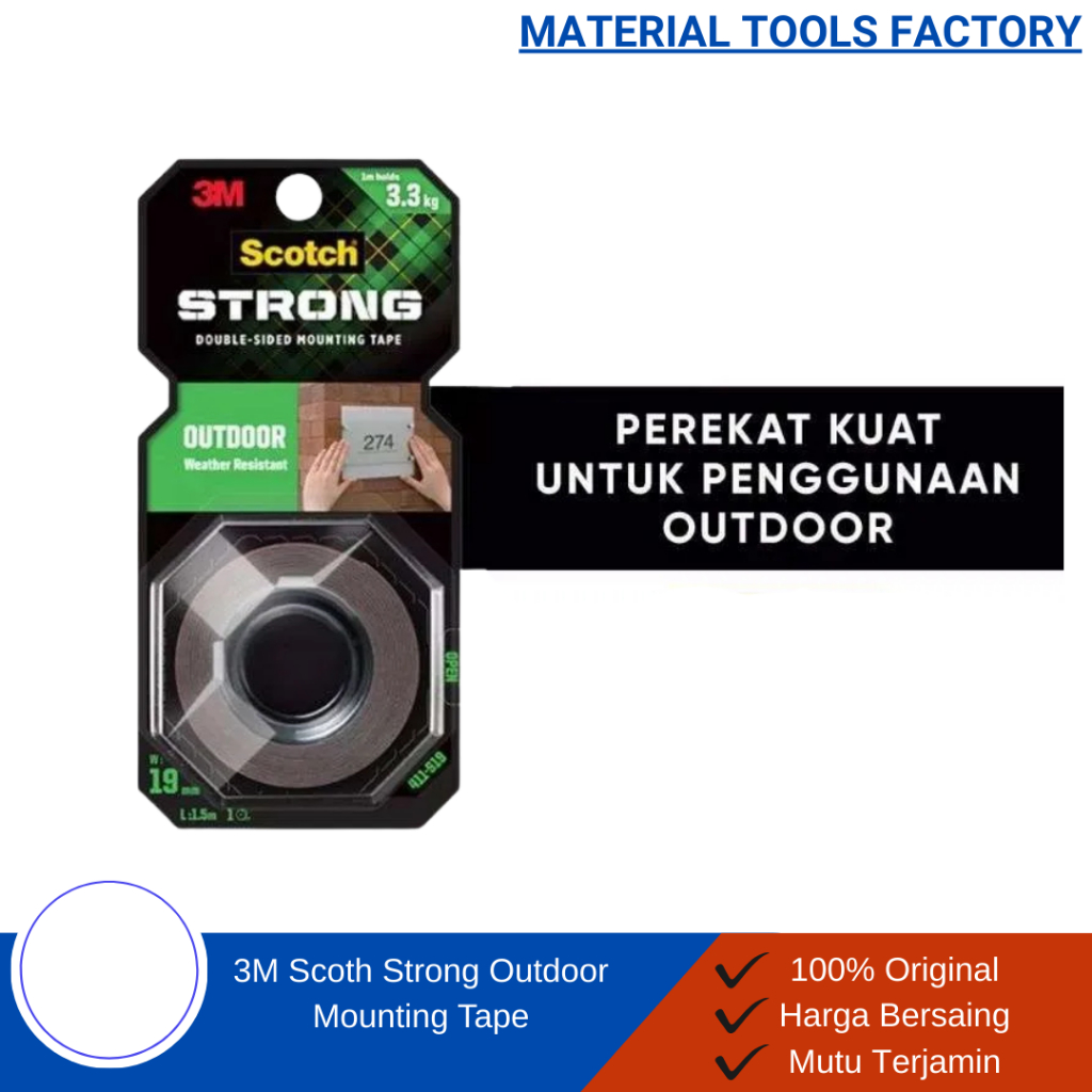 

3M SCOTCH Outdoor Mounting Double Tape 19mm x 1.5 Meter - PEREKAT 3M - DOUBLE TAP 3M