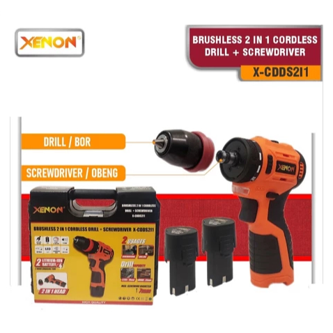Cordless Drill Screwdriver XENON CDDS2I1 12V 10MM Brushless 2in1