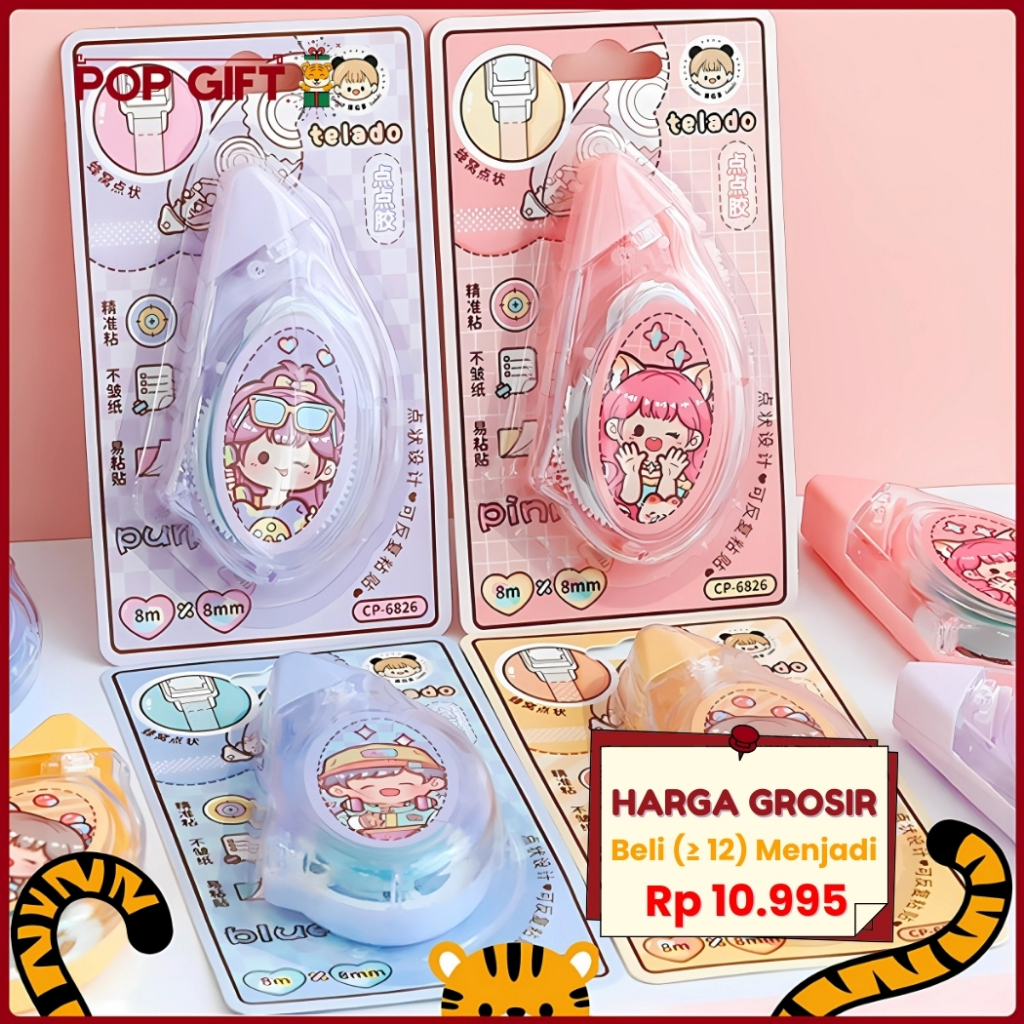 

PG 8M Roller Double Tape Glue Lem Kertas Selotip Aesthetic Dodogirl Correction Tape 8 Meter TLD128