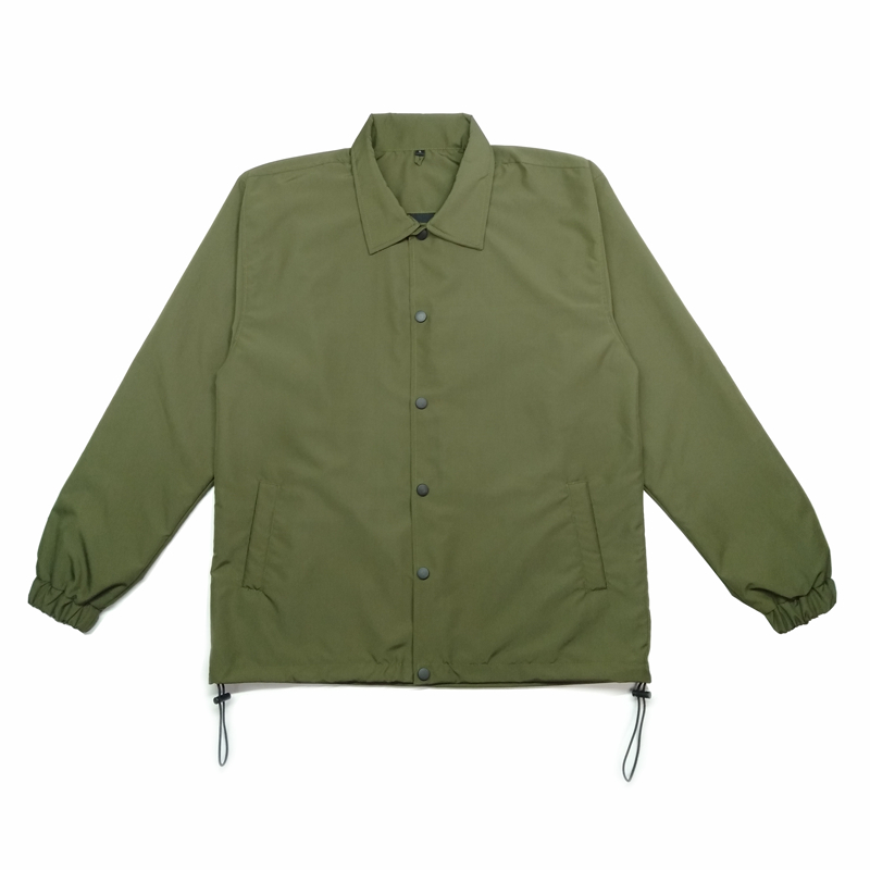 Coach jacket parasut JN hijau army snap besi anti karat